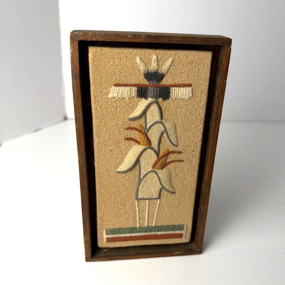 Larry Toledo Sand Art Sacred Corn Maiden Navajo New Mexico‎ Signed
